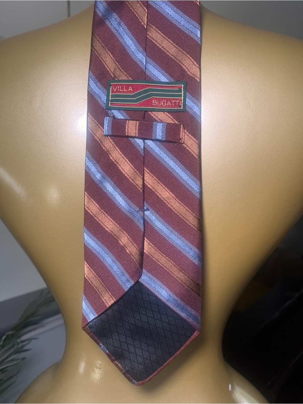 Bugatti Brown, Blue & Copper Diagonal Stripe Silk Tie